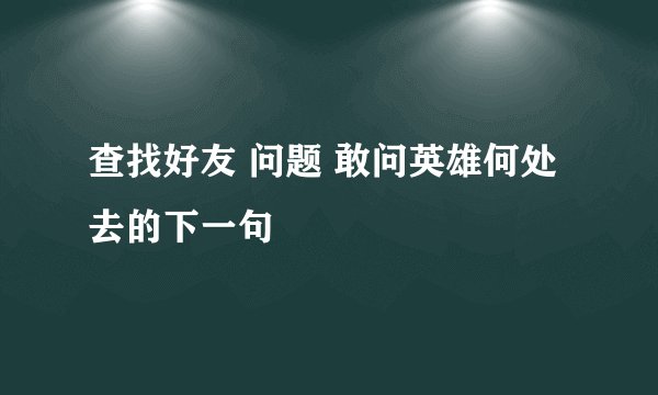 查找好友 问题 敢问英雄何处去的下一句