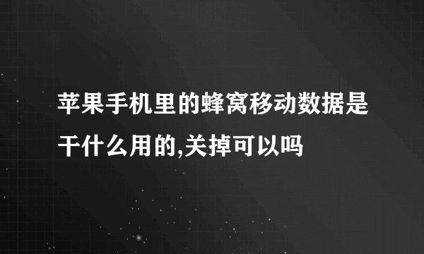 苹果手机里的蜂窝移动数据是干什么用的,关掉可以吗