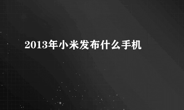 2013年小米发布什么手机