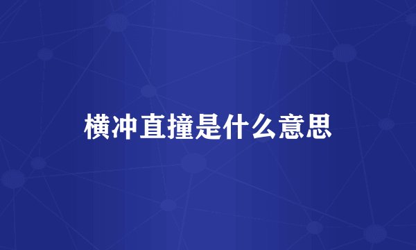 横冲直撞是什么意思