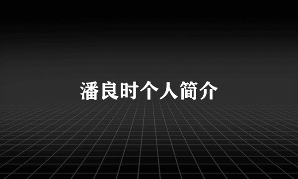 潘良时个人简介