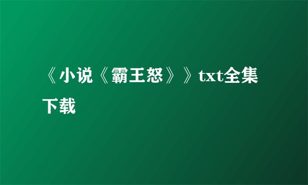 《小说《霸王怒》》txt全集下载