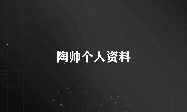 陶帅个人资料