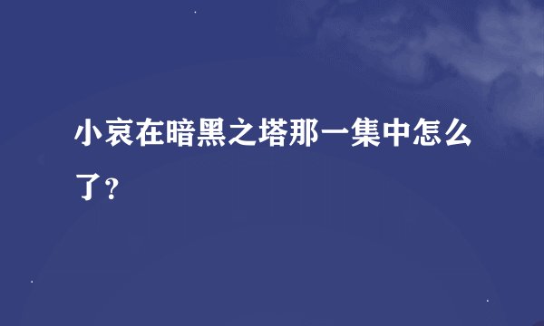 小哀在暗黑之塔那一集中怎么了？