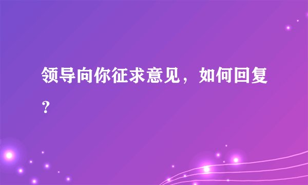 领导向你征求意见，如何回复？