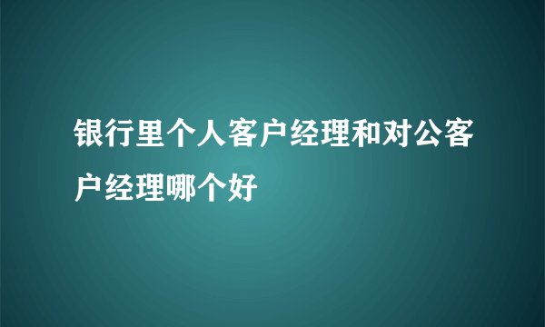 银行里个人客户经理和对公客户经理哪个好