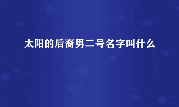 太阳的后裔男二号名字叫什么