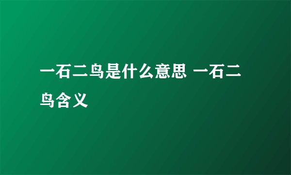 一石二鸟是什么意思 一石二鸟含义