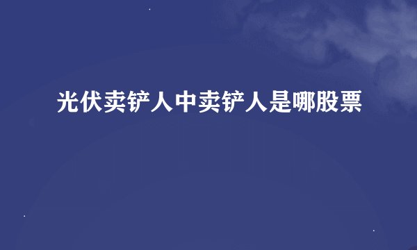 光伏卖铲人中卖铲人是哪股票