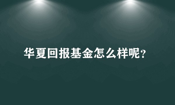 华夏回报基金怎么样呢？
