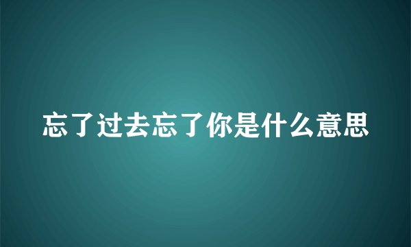 忘了过去忘了你是什么意思