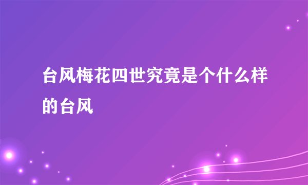 台风梅花四世究竟是个什么样的台风