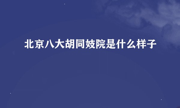 北京八大胡同妓院是什么样子