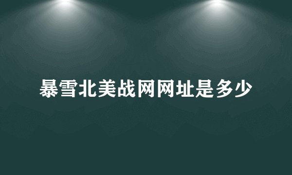 暴雪北美战网网址是多少