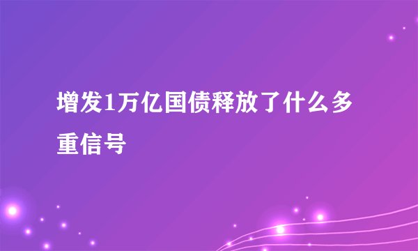 增发1万亿国债释放了什么多重信号