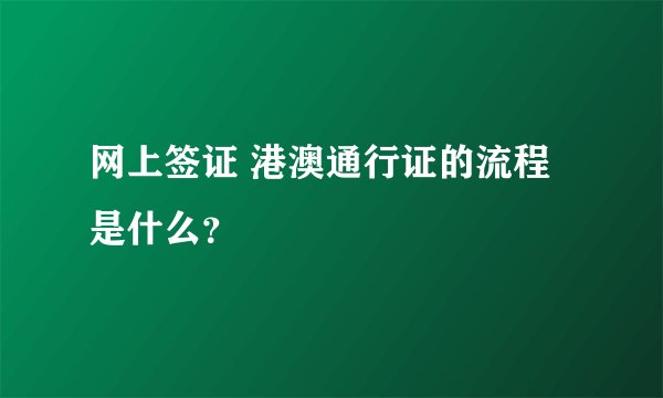 网上签证 港澳通行证的流程是什么？