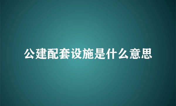 公建配套设施是什么意思