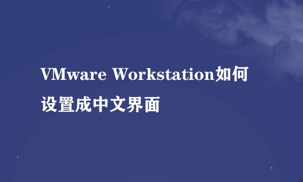 VMware Workstation如何设置成中文界面