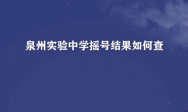 泉州实验中学摇号结果如何查