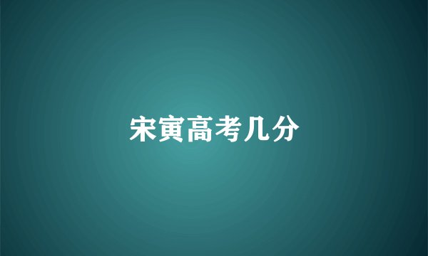 宋寅高考几分