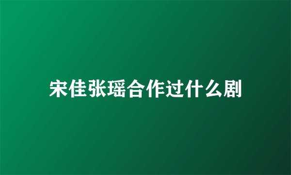 宋佳张瑶合作过什么剧
