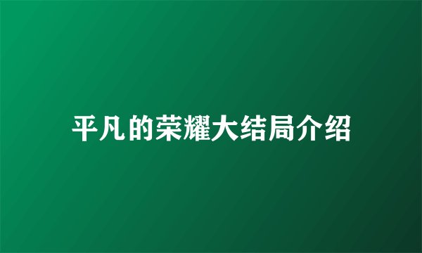 平凡的荣耀大结局介绍