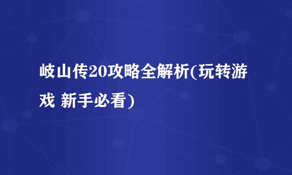 岐山传20攻略全解析(玩转游戏 新手必看)