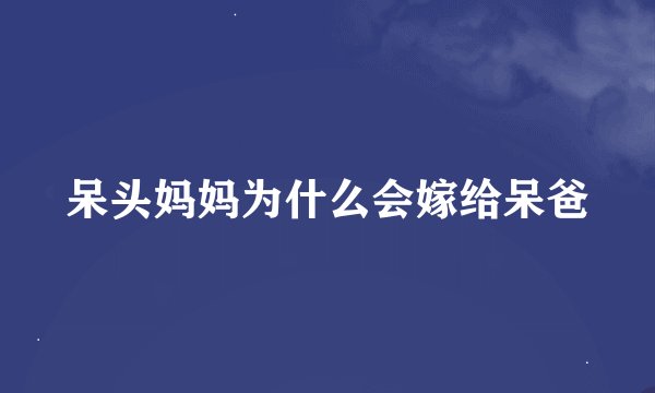 呆头妈妈为什么会嫁给呆爸