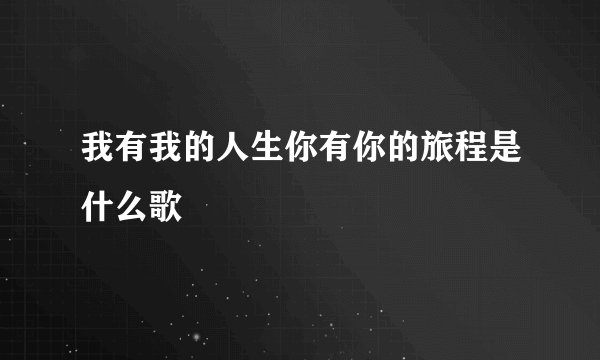我有我的人生你有你的旅程是什么歌