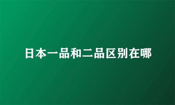 日本一品和二品区别在哪