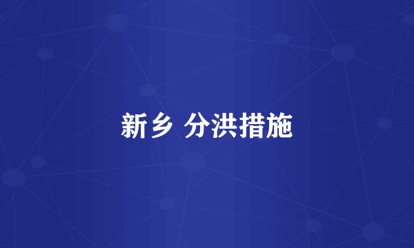 新乡 分洪措施
