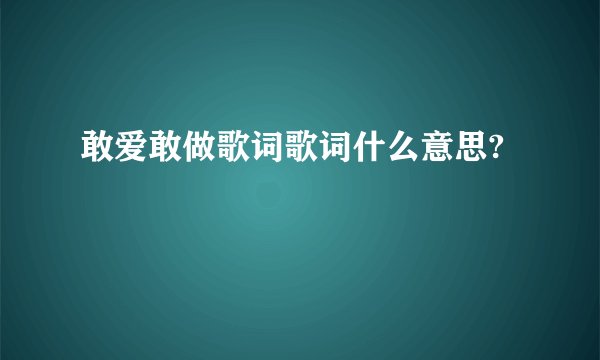敢爱敢做歌词歌词什么意思?