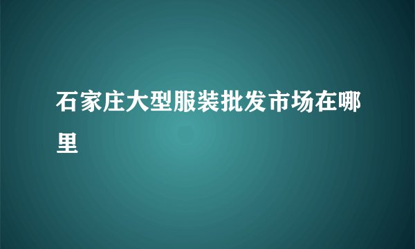 石家庄大型服装批发市场在哪里