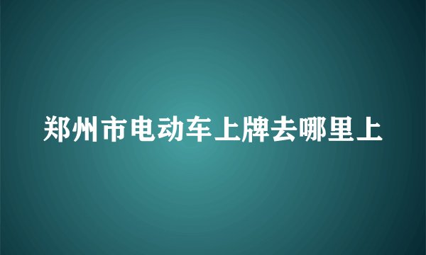 郑州市电动车上牌去哪里上
