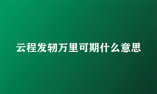 云程发轫万里可期什么意思