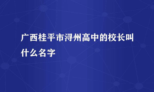广西桂平市浔州高中的校长叫什么名字