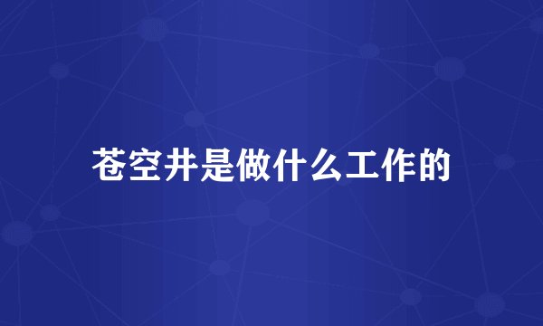 苍空井是做什么工作的