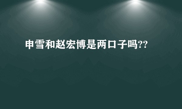 申雪和赵宏博是两口子吗??