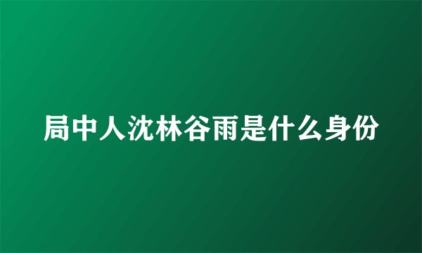 局中人沈林谷雨是什么身份
