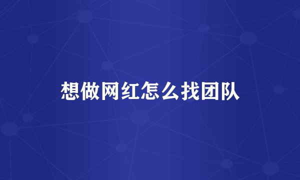 想做网红怎么找团队