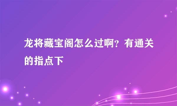 龙将藏宝阁怎么过啊？有通关的指点下