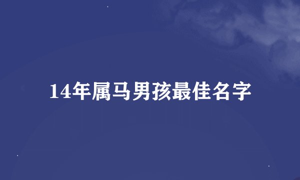 14年属马男孩最佳名字