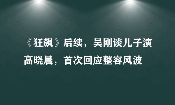 《狂飙》后续，吴刚谈儿子演高晓晨，首次回应整容风波