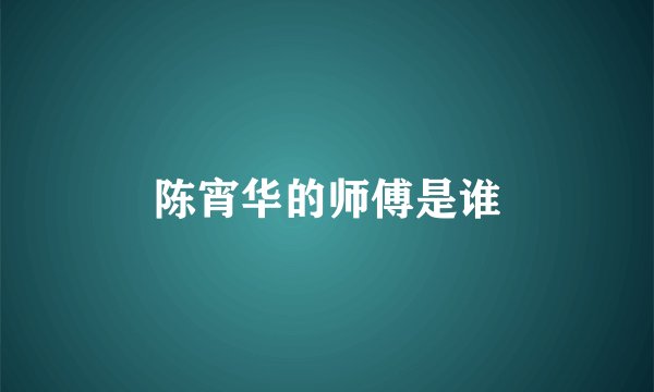陈宵华的师傅是谁