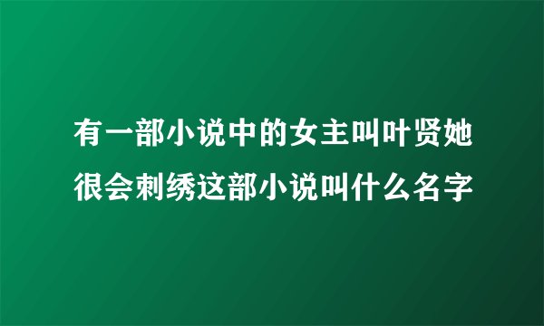 有一部小说中的女主叫叶贤她很会刺绣这部小说叫什么名字