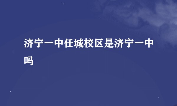 济宁一中任城校区是济宁一中吗