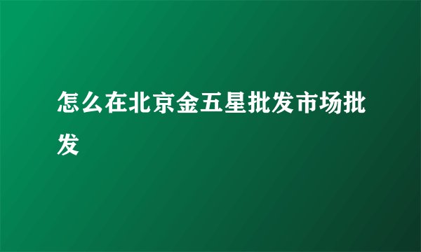怎么在北京金五星批发市场批发
