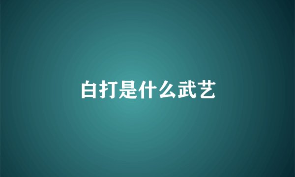 白打是什么武艺