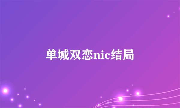 单城双恋nic结局
