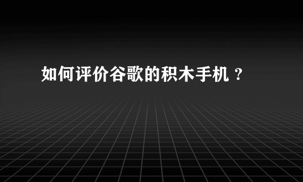 如何评价谷歌的积木手机 ?